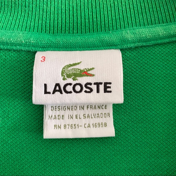Lacoste Green Polo Sz 3/S - Picture 3 of 3